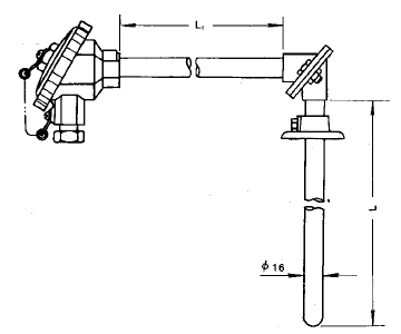 WRN-530活動法蘭防水接線盒直角熱電偶安裝圖片 WRN-530活動法蘭防水接線盒直角熱電偶安裝圖片