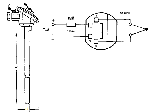 SBWR-2380/130熱電偶一體化溫度變送器安裝圖片