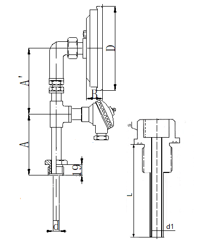 WSSP-561螺紋抽芯式徑向一體化雙金屬溫度計安裝圖片